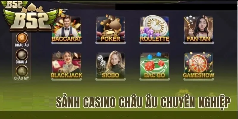 Các trò chơi nổi bật tại sảnh Casino B52
